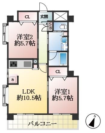 神戸市中央区山本通 中古マンション間取画像
