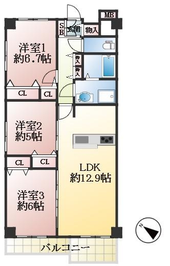 神戸市灘区大石東町 中古マンション間取画像