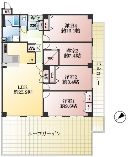 芦屋市朝日ケ丘町 中古マンション間取画像