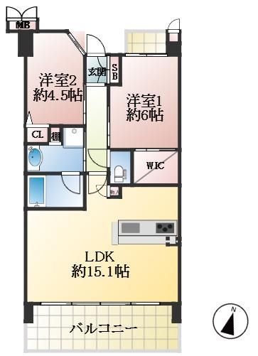 神戸市中央区磯上通 中古マンション間取画像