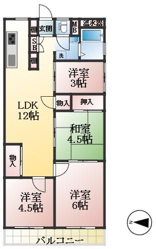 神戸市中央区中山手通 中古マンション間取画像
