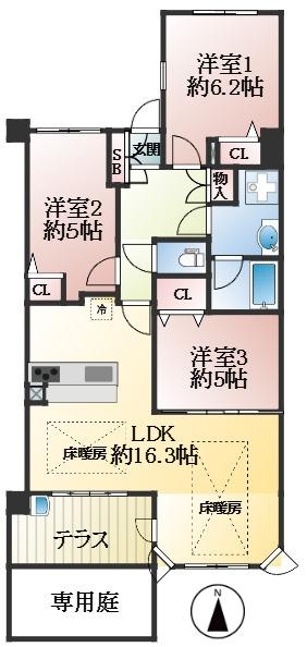 神戸市東灘区住吉南町 中古マンション間取画像