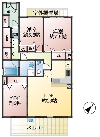 神戸市東灘区住吉本町 中古マンション間取画像