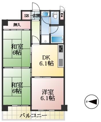 神戸市東灘区青木 中古マンション間取画像