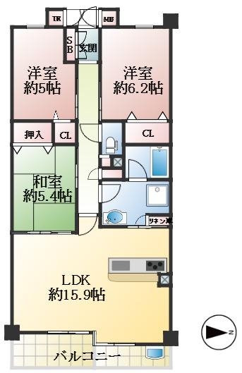 神戸市灘区桜ケ丘町 中古マンション間取画像